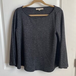 𝅺loft Charcoal Long Sleeve Knit Top Size Medium